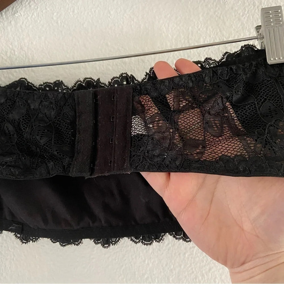 Lace Bandeau Bra Wire-Free Strapless Intimates Lingerie XL Scalloped Lace Sexy - Picture 4 of 12